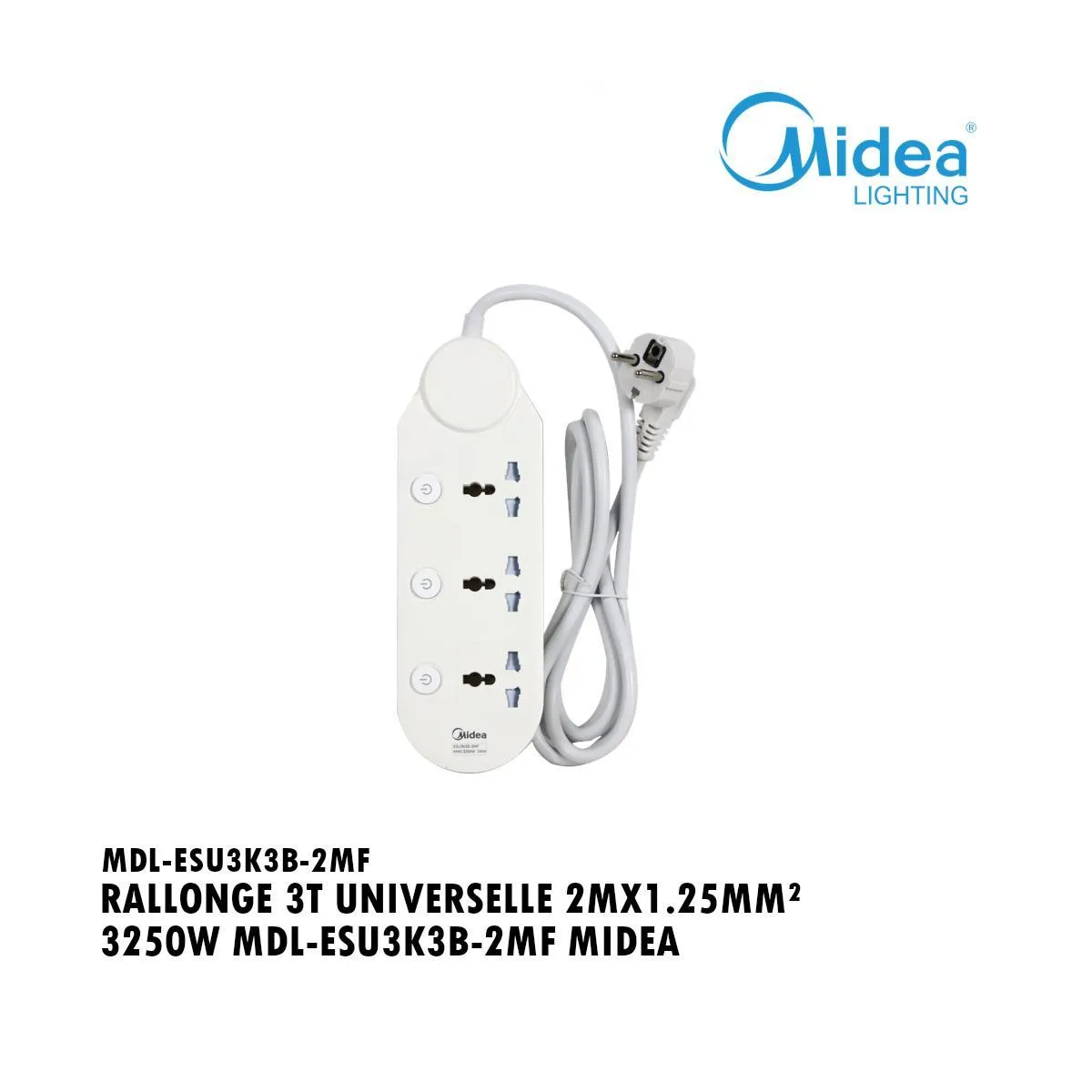Rallonge Multiprise Intelligente Midea MDL-ESU3K3B-2MF